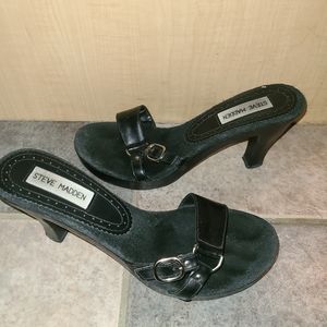 8 Steven Madden black leather buckle clogs early 2000s style (fits like 7.5)